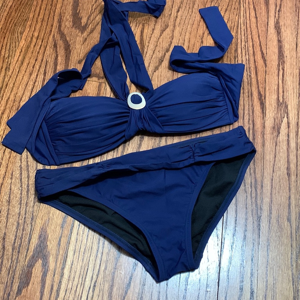 2Bamboo Underwire Supportive Bathing suit 2 Piece Halter 32B 32C 34B 34C